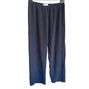 Grana Black Pure Silk Wide Leg Pants Elastic Waist M